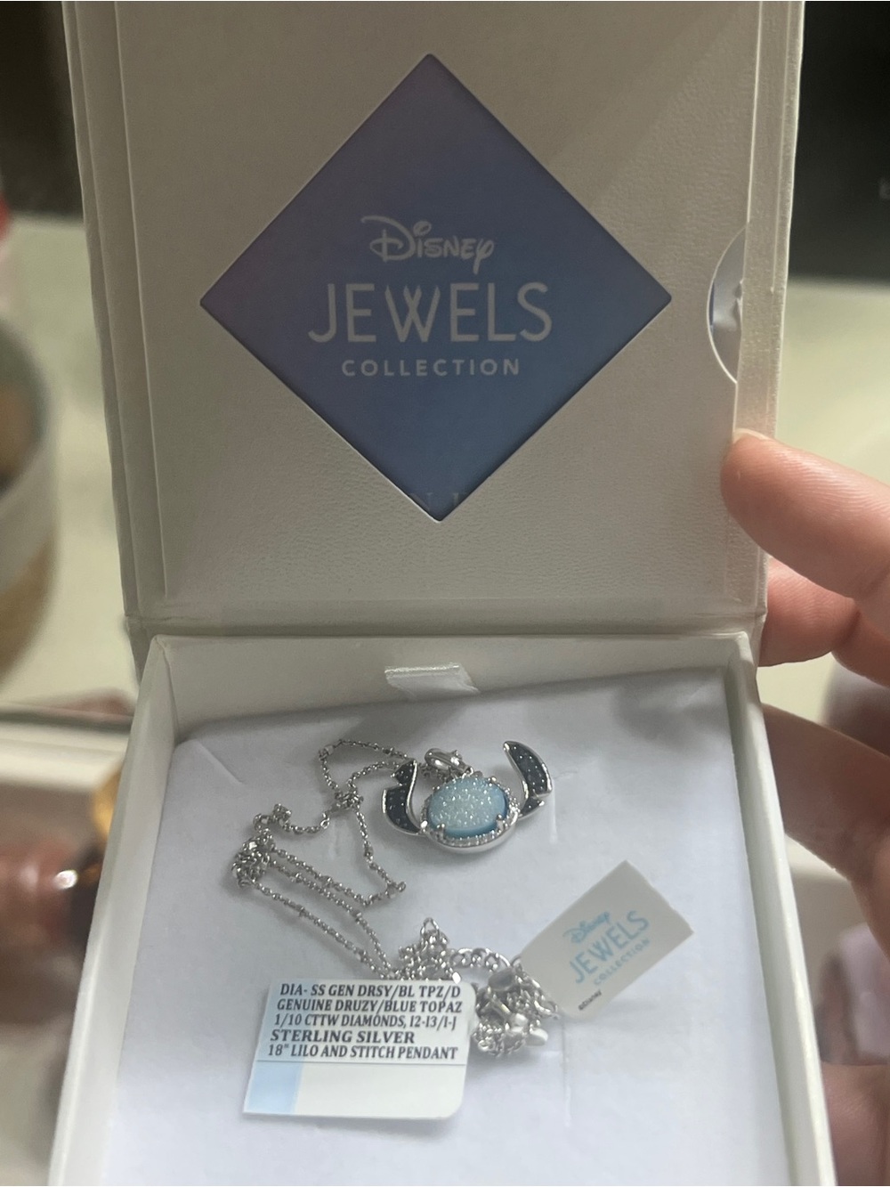 Blue Topaz w/ diamonds Stitch Pendant Necklace 🌺